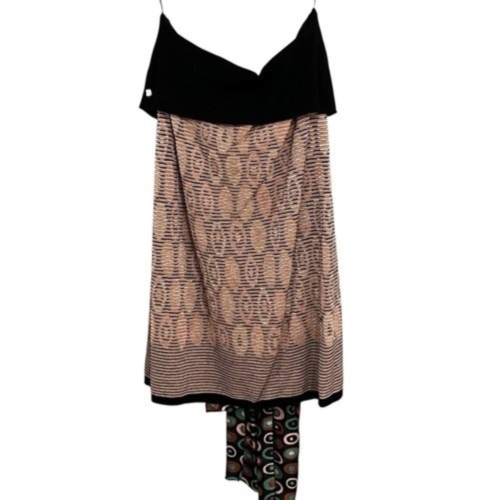 M Missoni Strapless Metallic Knit Dress Black Pink Green Scarf Detail Size 10 - Picture 4 of 10